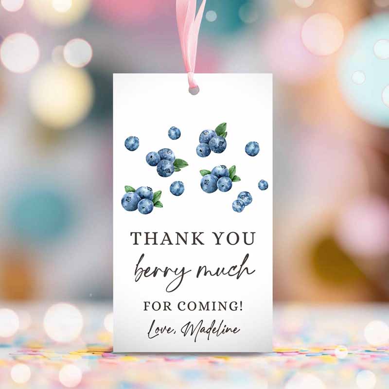 2 editable blueberry favor thank you tags berry first birthday blueberries thank you label berry much tags berry sweet template printable corjl 0399 1