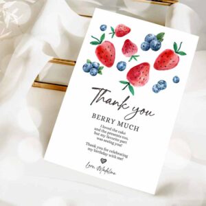 2 editable blueberry strawberry thank you card berry first birthday berry sweet farmers market berries download printable template corjl 0399 1
