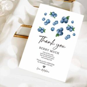 2 editable blueberry thank you card berry first birthday berry sweet farmers market blueberries boy download printable template corjl 0399 1