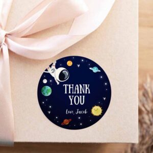 2 editable boy space astronaut favor tags thank you tag birthday party outer space galaxy planets and stars round square corjl template 0259 1