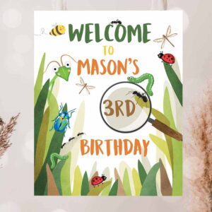 2 editable bug birthday welcome sign boy bug party outdoor bug hunt birthday sign table sign bugging download corjl template printable 0090 1