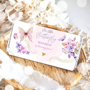 2 editable butterfly chocolate bar labels candy bar wrapper purple watercolor floral lavender birthday download corjl template printable 0437 1