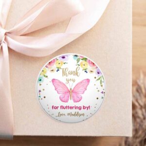 2 editable butterfly favor tags butterfly birthday thank you tags garden shower pink gold girl fluttering by floral template printable 0162 1