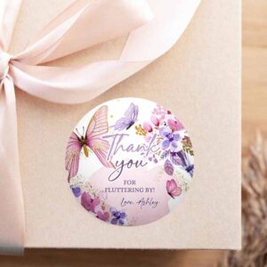 2 editable butterfly favor tags floral butterfly birthday thank you tag garden shower pink gold purple fluttering by template printable 0437 1