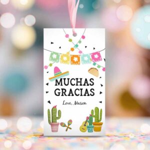 2 editable cactus fiesta favor tags mexican muchas gracias thank you tags bridal shower succ 1