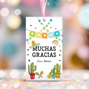 2 editable cactus fiesta favor tags mexican muchas gracias thank you tags bridal shower succulent taco twosday birthday corjl template 0161 1