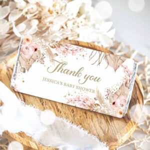 2 editable candy bar wrapper pampas grass baby shower favor wrapper boho birthday favors thank you tropical desert girl printable corjl 0395 1