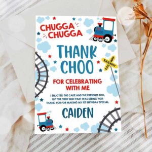 2 editable choo choo train birthday party thank you card train party thank choo card train theme birthday party instant download editable tc 1