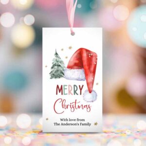 2 editable christmas favor tags holiday gift tags merry christmas santa hat elf holiday labels download printable template corjl 0443 0444 1
