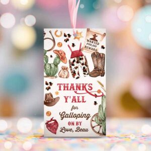 2 editable cowboy birthday party luggage favor tag wild west cowboy rodeo birthday party southwestern ranch birthday party instant download qc 1