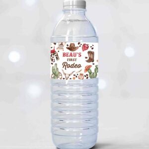 2 editable cowboy birthday party water bottle labels wild west cowboy rodeo birthday party southwestern ranch birthday instant download qc 1