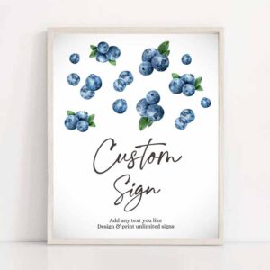 2 editable custom sign berry first birthday sign berry sweet party decor boy blueberries blueberry market 8x10 download printable corjl 0399 1