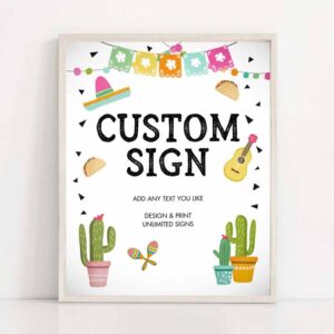 2 editable custom sign fiesta cactus sign fiesta decor succulent table sign shower decor mexican download corjl template printable 8x10 0161 1