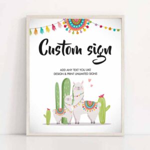 2 editable custom sign llama fiesta cactus sign fiesta decor table sign baby shower decor 8x10 1 1