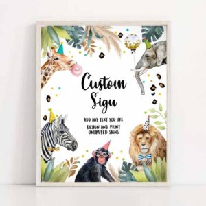 2 editable custom sign party animal sign wild one animals decor zoo safari animals girl table decoration 8x10 instant download printable 0417 1