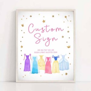 2 editable custom sign princess birthday sign once upon a time royal birthday pink girl magical table sign decor 8x10 download printable 0462 1