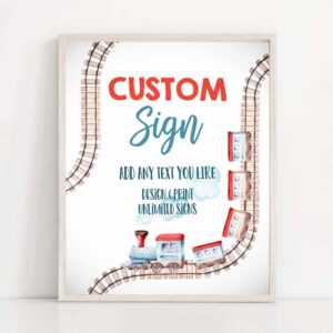 2 editable custom sign train birthday sign boy chugga chugga two two decor choo choo train party sign decoration 8x10 download printable 0149 1