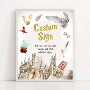 2 editable custom sign wizard birthday decor wizard sign magic school the chosen one wizardry castle shower sign template corjl printable 0440 1