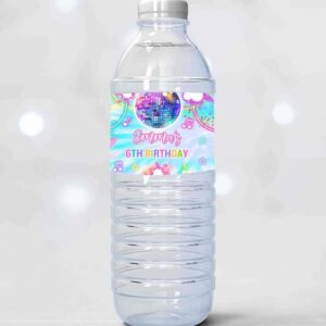 2 editable dance birthday party water bottle label wraps tie dye dance glow neon dance party favors disco dance party instant editable file y1 1