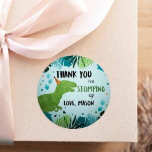 2 editable dinosaur birthday favor tag gift tag boy green blue three rex thank you stomping by dino party t rex corjl template printable 0389 1