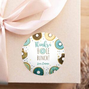 2 editable donut favor tags donut birthday thank you a hole bunch tag donut stickers boy blue donut dough tags round template corjl 0050 1