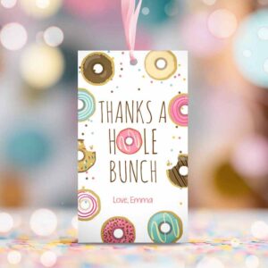 2 editable donut favor tags tags donut birthday donut thank you tags a hole bunch birthday girl pink donut tags template printable corjl 0050 1
