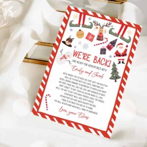 2 editable elf arrival christmas letter return letter christmas elf were back elf welcome hello letter from elves boy and girl printable template 0496 1