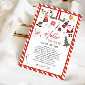 2 editable elf arrival letter return letter christmas elf im back elf welcome christmas elf letter from your elf printable template 0496 1