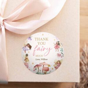 2 editable fairy birthday party favor tags enchanted magical floral fairy princess party gift tag sticker topper label instant download sf 1