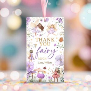 2 editable fairy birthday party invite luggage favor tag enchanted magical floral fairy princess birthday party favor tag instant editable file sf 1
