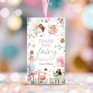 2 editable fairy birthday party luggage favor tag enchanted magical floral fairy princess birthday party favor tag instant editable file ft 1