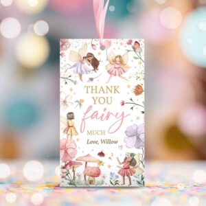 2 editable fairy birthday party luggage favor tag enchanted magical floral fairy princess birthday party favor tag instant editable file sf 1