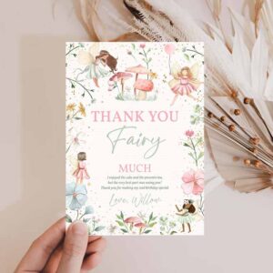 2 editable fairy birthday party thank you card enchanted magical floral fairy princess birthday party thank you card instant editable file ft 1