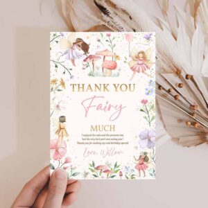 2 editable fairy birthday party thank you card enchanted magical floral fairy princess birthday party thank you card instant editable file sf 1