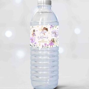 2 editable fairy birthday party water bottle label enchanted magical floral fairy princess party water bottle wraps instant download sf 1