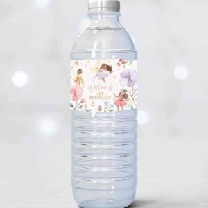 2 editable fairy birthday party water bottle labels enchanted magical floral fairy princess party water bottle wraps instant download sf 1