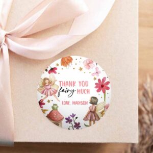 2 editable fairy favor tags enchanted forest birthday thank you tags label girl fairy garden stickers download template printable corjl 0406 1