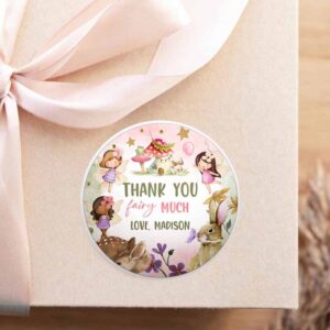 2 editable fairy favor tags enchanted forest birthday thank you tags label girl fairy garden stickers download template printable corjl 0438 1
