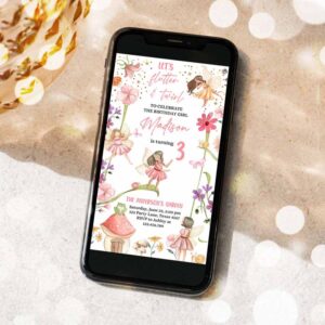 2 editable fairy party birthday evite electronic fairy garden fairy forest girl 1st birthday first magical phone 1
