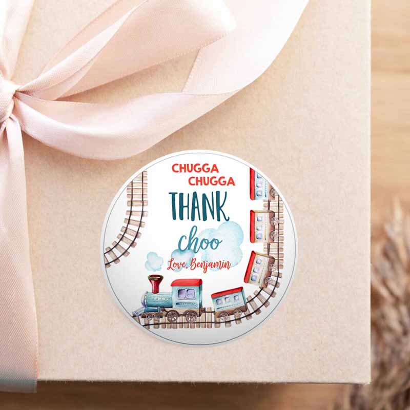 2 editable favor tags train birthday stickers chugga thank choo tags chugga two two red blue boy round tag train printable corjl template 0149 1