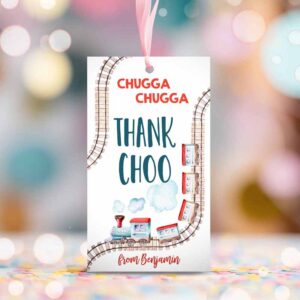 2 editable favor tags train birthday thank you tags vintage train party chugga choo choo thank choo red blue boy template printable corjl 0149 1