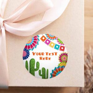 2 editable fiesta cactus thank you favor tag round squared baby shower birthday bridal shower stickers succulent mexican corjl template 0236 1