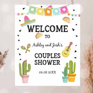 2 editable fiesta cactus welcome sign couples shower welcome cactus mexican succulent taco bout love succulent corjl template printable 0161 1