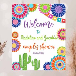 2 editable fiesta cactus welcome sign couples shower welcome desert mexican succulent taco bout love succulent corjl template printable 0236 1