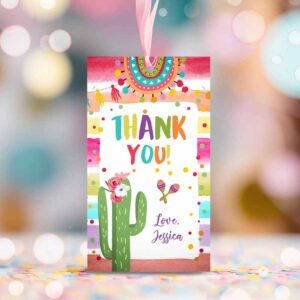 2 editable fiesta favor tags fiesta thank you tags cactus mexican label tags muchas gracias birthday shower floral template corjl 0134 1