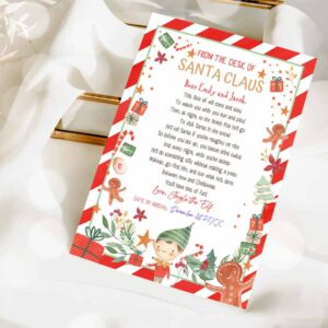 2 editable first time elf arrival letter return letter christmas elf im back elf welcome christmas elf santa claus printable template 0358 1