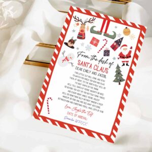 2 editable first time elf arrival letter return letter christmas elf im back elf welcome christmas elf santa claus printable template 0496 1