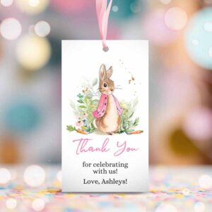 2 editable flopsy bunny baby shower favor tag bunny thank you tags pink girl shower labels watercolor printable download corjl template 0351 1
