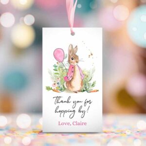 2 editable flopsy bunny favor tag tags bunny thank you tags girl birthday labels thanks hopping by printable instant download corjl template 0351 1