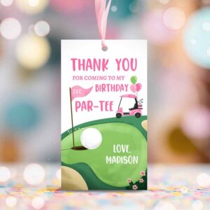 2 editable girl golf favor tags golf thank you par tee tags golfing birthday hole in one 1st birthday gift tag download corjl template 0405 1
